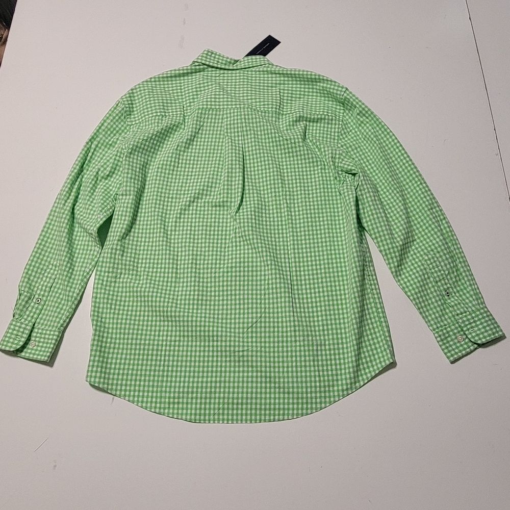 $80 NEW XL TALL GRAND ORGANIC COTTON GREEN WHITE CHECK LONG SLEEVE SHIRT NWT - Picture 10 of 13